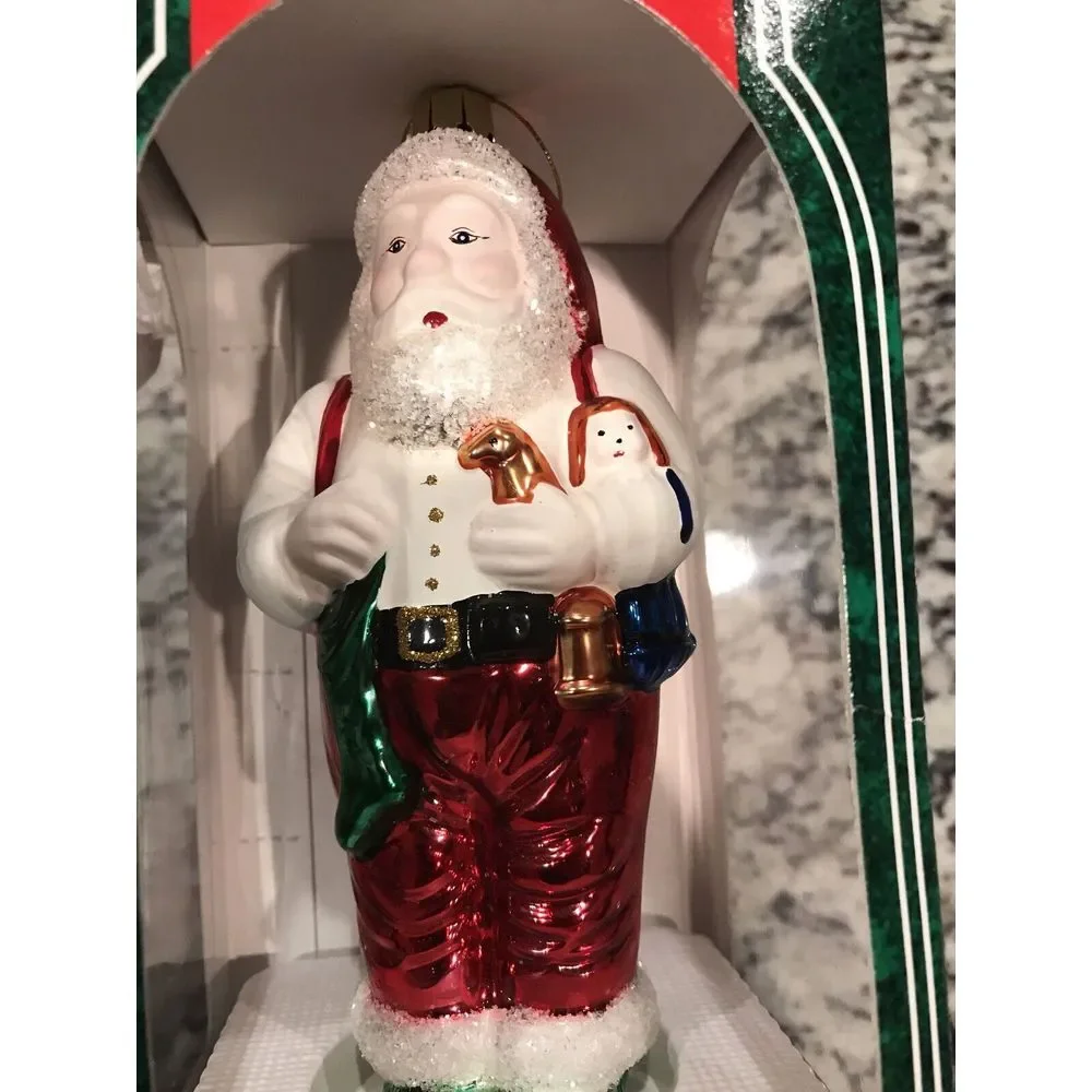 Santa's Best European Style Glass Santa Claus Glitter Christmas Ornament Vintage